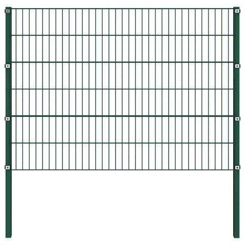 VidaXL Panel ogrodzeniowy ze słupkami żelaznymi 522x120 cm zielony