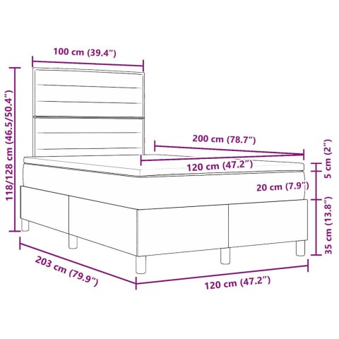 VidaXL Łóżko sprężynowe z materacem Ciemnoszary 120 x 200 cm tkanina
