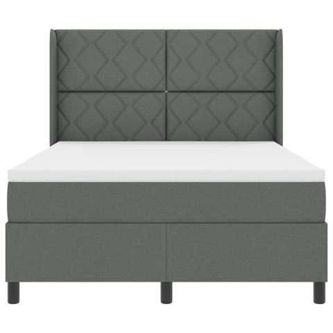 VidaXL Łóżko sprężynowe z materacem ciemno szary 160 x 200 cm tkanina