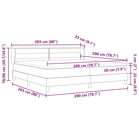 VidaXL Łóżko sprężynowe z materacem ciemno szary 200 x 200 cm tkanina