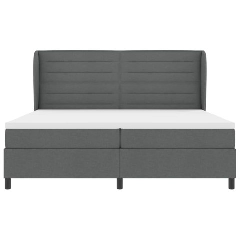 VidaXL Łóżko sprężynowe z materacem ciemno szary 200 x 200 cm tkanina