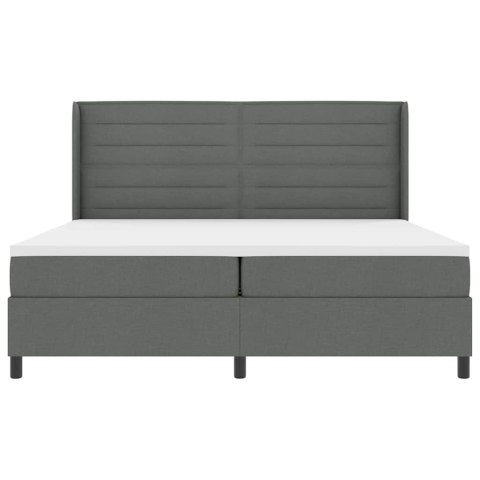 VidaXL Łóżko sprężynowe z materacem ciemno szary 200 x 200 cm tkanina