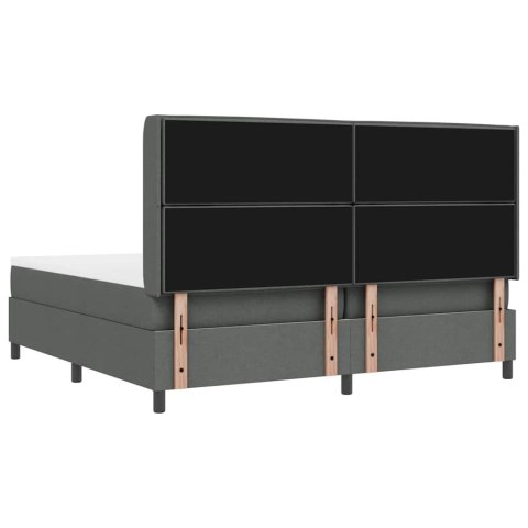 VidaXL Łóżko sprężynowe z materacem ciemno szary 200 x 200 cm tkanina