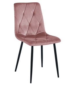 Krzesło LIBRA - róż aksamit / nogi czarne x 2