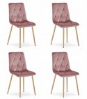 Krzesło LIBRA - różowy aksamit / nogi kolor drewna x 4