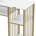 Biurko kosmetyczne do manicure z podpórką na dłonie 110 x 46 cm - biało złote