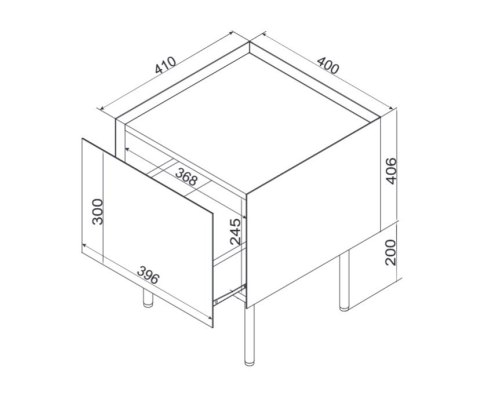 Szafka nocna 2szt FELLINI 40x41x60 kaszmir + blat dąb olejowany