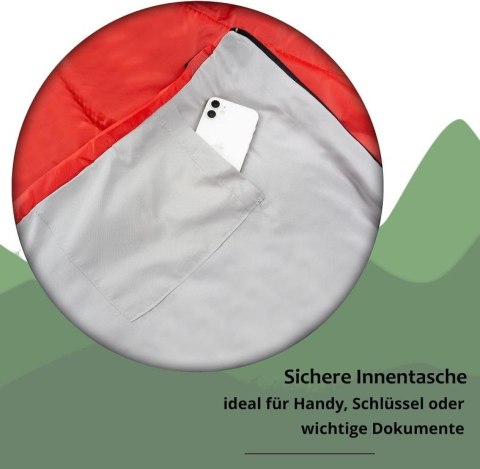 Czerwony śpiwór anaterra Avontuur 220x75 cm, wodoodporny