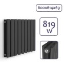 Grzejnik stalowy poziomy antracyt 819W 600x614 mm nowoczesny