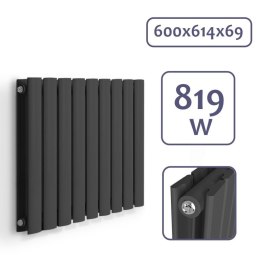 Grzejnik stalowy poziomy antracyt 819W 600x614 mm nowoczesny