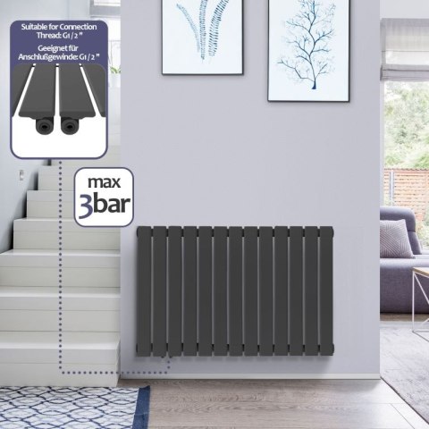 Nowoczesny grzejnik panelowy 600x886 mm antracyt stal 646W