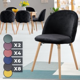 Czarne krzesło welurowe, styl skandynawski, drewno bukowe