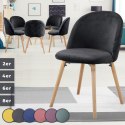 Czarne krzesło welurowe, styl skandynawski, drewno bukowe