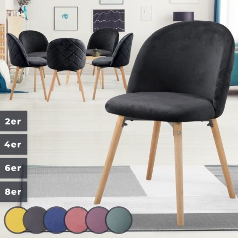 Czarne krzesło welurowe, styl skandynawski, drewno bukowe