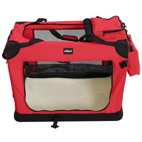 Czerwony transporter XXL dla psa składany z miską i torbą