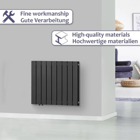 Grzejnik stalowy poziomy antracyt 819W 600x614 mm nowoczesny