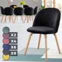 Krzesło do jadalni skandynawskie, czarne, welur, bukowe nogi