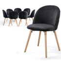 Krzesło do jadalni skandynawskie, czarne, welur, bukowe nogi