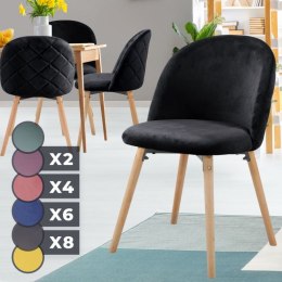 Krzesło skandynawskie czarne, welur, bukowe nogi, nowoczesny