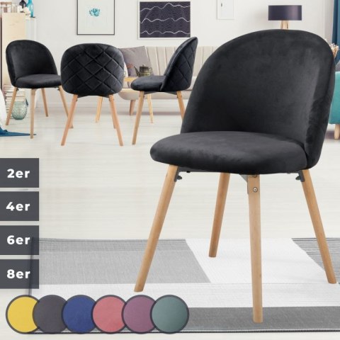 Krzesło skandynawskie czarne, welur, bukowe nogi, nowoczesny