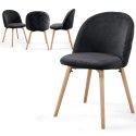 Krzesło skandynawskie czarne, welur, bukowe nogi, nowoczesny