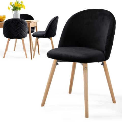 Krzesło skandynawskie czarne, welur, bukowe nogi, nowoczesny