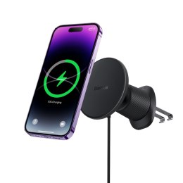 Uchwyt samochodowy na iPhone z ładowarką indukcyjną 15W na kratkę nawiewu - czarny