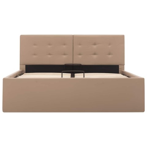 VidaXL Rama łóżka z podnośnikiem, cappuccino, ekoskóra, 120 x 200 cm