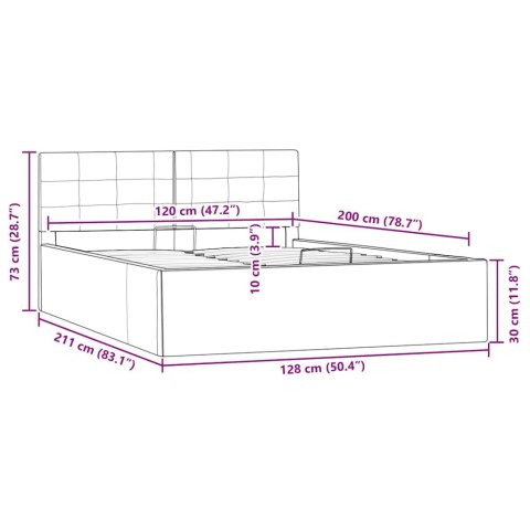 VidaXL Rama łóżka z podnośnikiem, cappuccino, ekoskóra, 120 x 200 cm