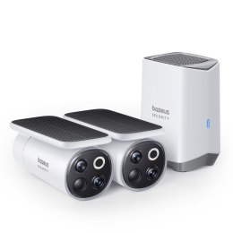 Zestaw do monitoringu zewnętrzny solarny 2 kamery 3K 8x 16GB - biały