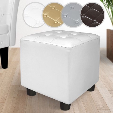 Zestaw fotel i pufa z ekoskóry, biały, do salonu i biura