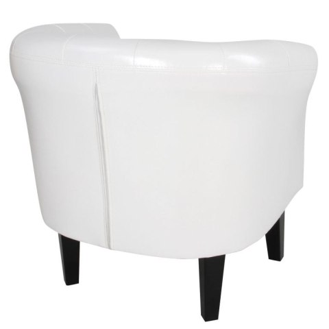 Zestaw fotel i pufa z ekoskóry, biały, do salonu i biura