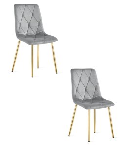 Krzesło LIBRA - aksamit szary jasny / nogi złote x 2
