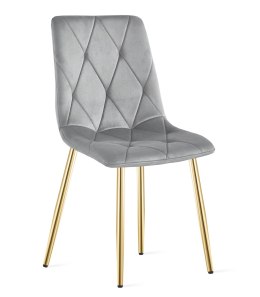 Krzesło LIBRA - aksamit szary jasny / nogi złote x 2