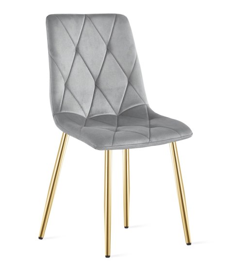 Krzesło LIBRA - aksamit szary jasny / nogi złote x 2