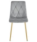 Krzesło LIBRA - aksamit szary jasny / nogi złote x 2