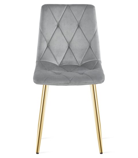 Krzesło LIBRA - aksamit szary jasny / nogi złote x 2