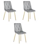Krzesło LIBRA - aksamit szary jasny / nogi złote x 3