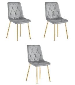 Krzesło LIBRA - aksamit szary jasny / nogi złote x 3