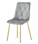 Krzesło LIBRA - aksamit szary jasny / nogi złote x 3