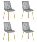Krzesło LIBRA - aksamit szary jasny / nogi złote x 4