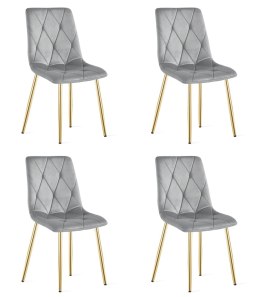 Krzesło LIBRA - aksamit szary jasny / nogi złote x 4