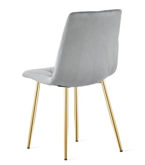 Krzesło LIBRA - aksamit szary jasny / nogi złote x 4