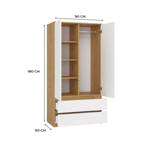 Szafa Malwa SS-90 DĄB ARTISAN BIAŁY