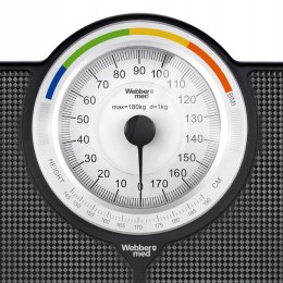 Klasyczna waga łazienkowa mechaniczna analogowa do 180 kg czarna WEBBER BMI