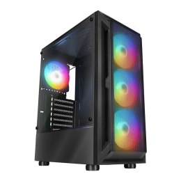 Obudowa PC Rampage SHIVA z oknem 4x wentylator 120mm Rainbow czarna