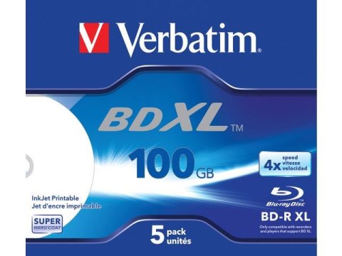 Płyty BD-R Verbatim XL 100GB X4 Wide inkjet printable (5 Jewel Case)