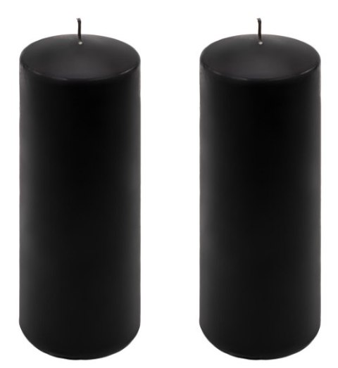 Świece parafinowe czarne 20 cm, 2 szt., bez zapachu, 80h