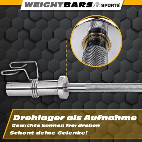 Sztanga olimpijska 180 cm, 16 kg, 250 kg, 50 mm, chromowana