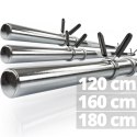Sztanga treningowa 180 cm, 150 kg, stal, sprężynowe zaciski